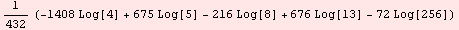 1/432 (-1408 Log[4] + 675 Log[5] - 216 Log[8] + 676 Log[13] - 72 Log[256])