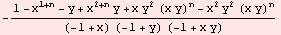 -(1 - x^(1 + n) - y + x^(2 + n) y + x y^2 (x y)^n - x^2 y^2 (x y)^n)/((-1 + x) (-1 + y) (-1 + x y))